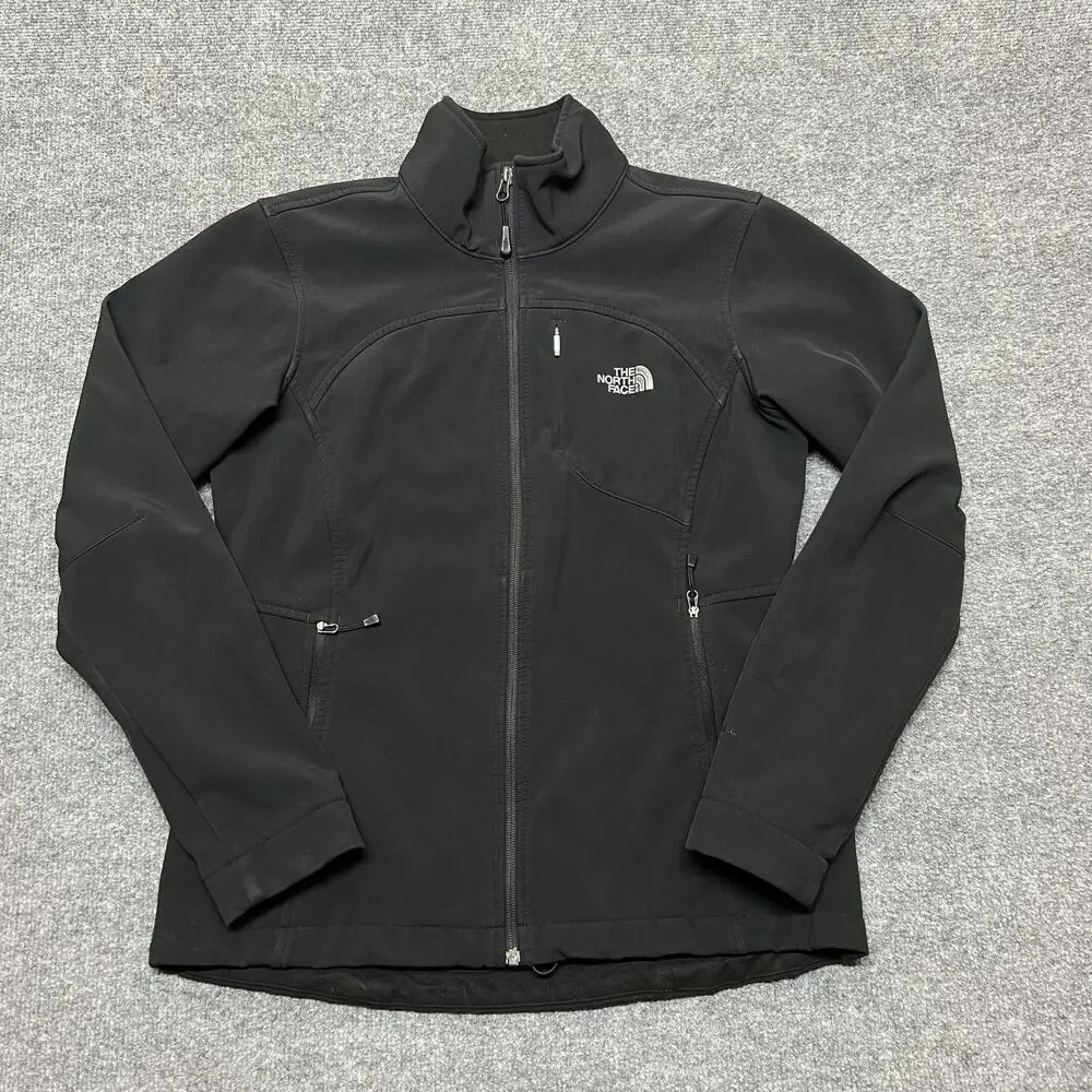 The North Face Jacket Womens Medium Black Softshell Full Zip Pockets Stretch